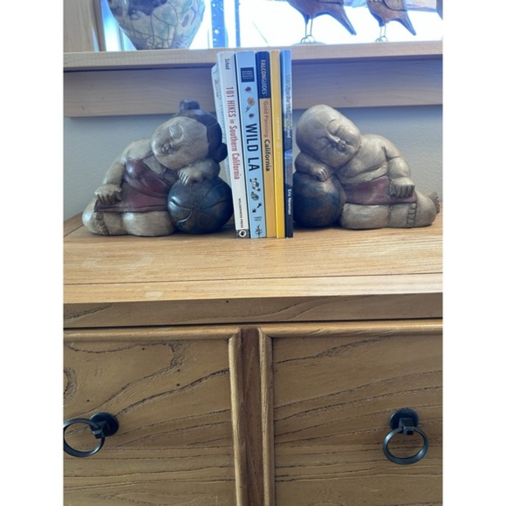 Decorative Buddha Bookends - Brown and Tan